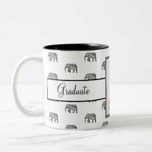 Elephant Geometric Graduate Photo Black and White Two-Tone Coffee Mug