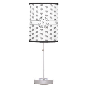 Elephant Geometric Monogram Black and White Table Lamp