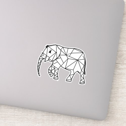 Elephant Geometric Simple Lines White And Black  Sticker