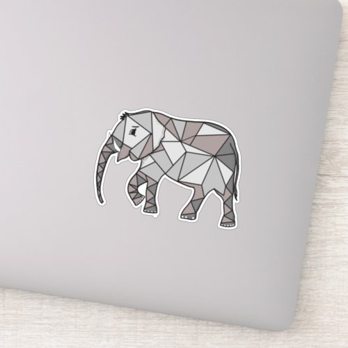 Elephant Geometric Simple Lines White and Black Sticker