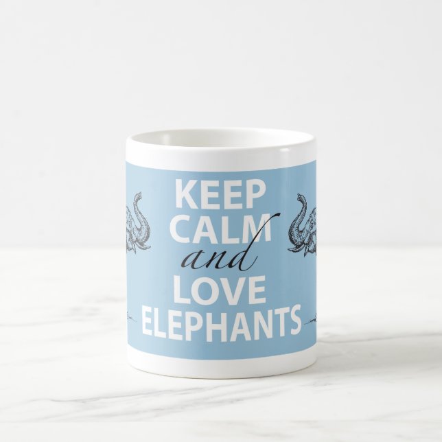 Elephant Gift Keep Calm and Love Elephants Print Coffee Mug (Center)