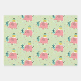 elephant giraf gift wrapping paper sheets