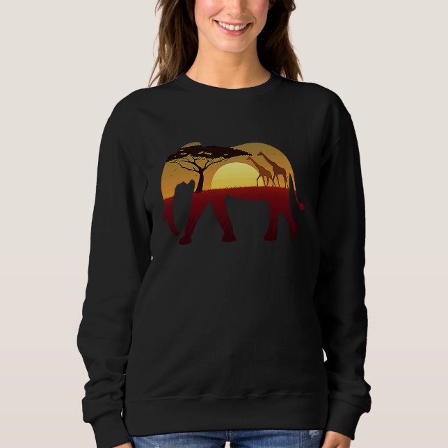 Elephant giraffe on the safari sweatshirt (Front)