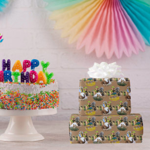 Elephant,Giraffe,Zebra Footprint Wrapping Paper