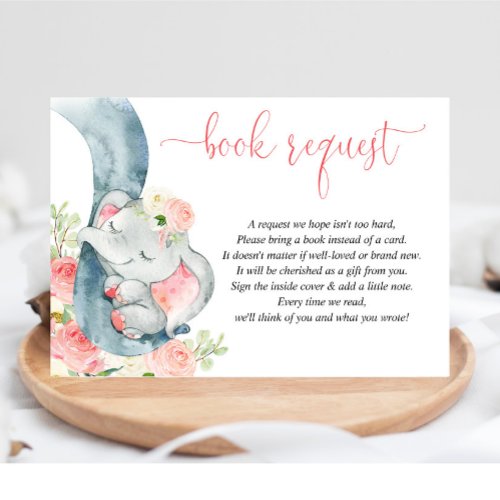 Elephant girl baby shower book instead of card