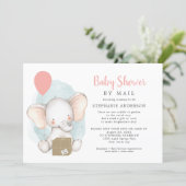 Elephant Girl Baby Shower by Mail Invitation (Standing Front)