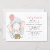 Elephant Girl Baby Shower by Mail Invitation (Front)