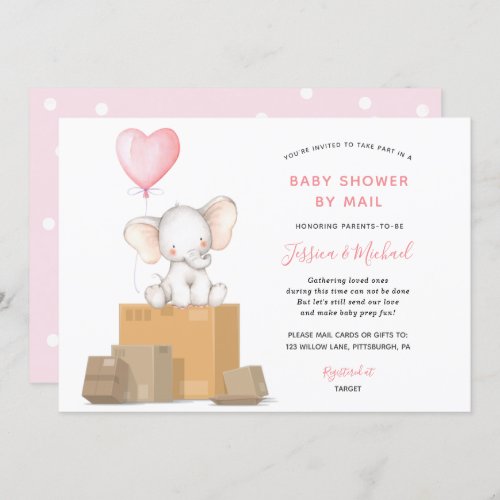 Elephant Girl Baby Shower by Mail invitation