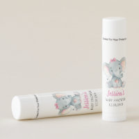 Elephant Girl Baby Shower | Lip Balm | Favor | Bow