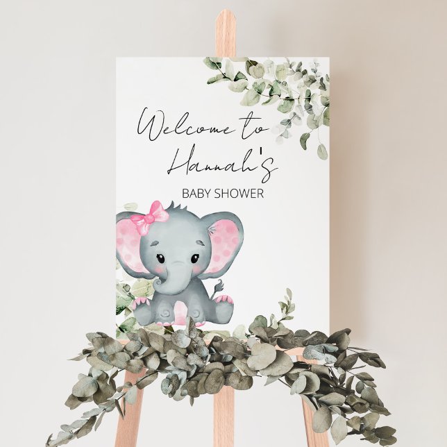 Elephant Girl Baby Shower Welcome Sign (Creator Uploaded)