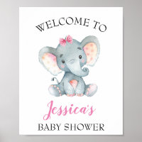 Elephant Girl Baby Shower | Welcome Sign Poster