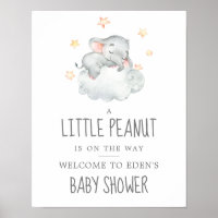 Elephant Girl Little Peanut Baby Shower Welcome Poster