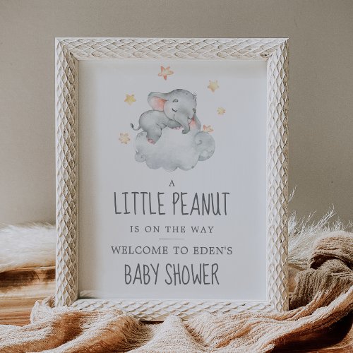 Elephant Girl Little Peanut Baby Shower Welcome Poster