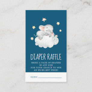 Elephant Girl Navy Baby Shower Diaper Raffle Enclosure Card