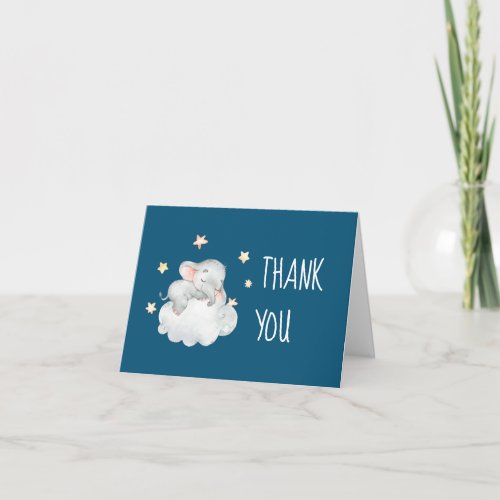 Elephant Girl  Navy Baby Shower Thank You Card
