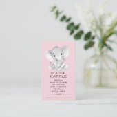 Elephant Girls Baby Shower Diaper Raffle Ticket Enclosure Card (Standing Front)