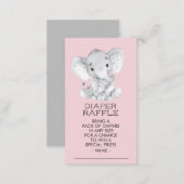 Elephant Girls Baby Shower Diaper Raffle Ticket Enclosure Card (Front/Back)