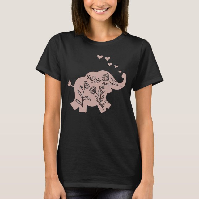 Elephant Girls Women Flowers T-Shirt (Front)