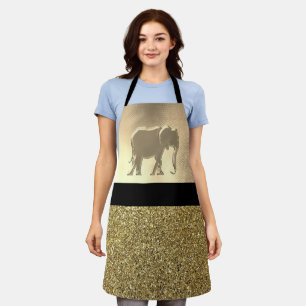 Elephant Gold and Black Elegant Apron