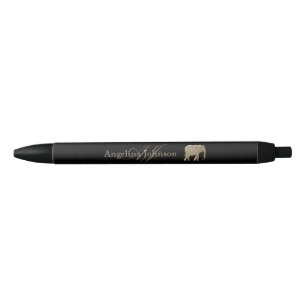 Elephant Gold and Black Monogrammed Pen