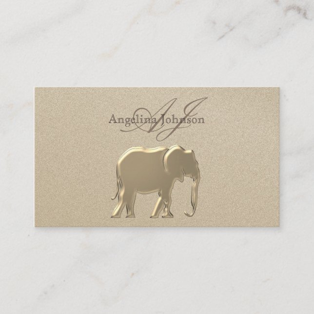 Elephant Gold Foil Elegant Professional Business Card (Front)