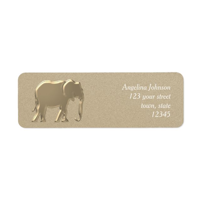 Elephant Gold Foil , Elegant Return Address Label (Front)