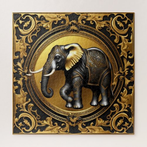Elephant gold ornamental frame jigsaw puzzle