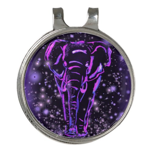 Elephant Golf Hat Clip Walking At Starry Night