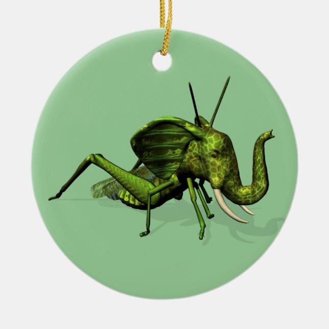 Elephant Grasshopper Crossbreed Ceramic Ornament (Front)