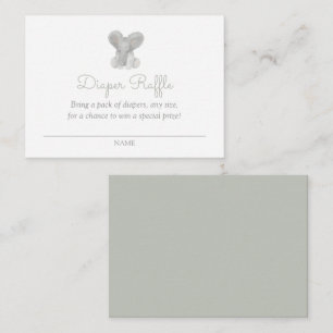 Elephant Greenery Baby Shower Diaper Raffle Ticket Enclosure Card