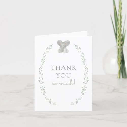 Elephant Greenery Baby Shower Thank You Card