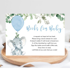 Elephant greenery blue balloon books for baby encl enclosure card