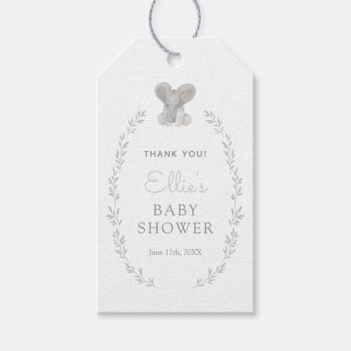 Elephant Greenery Boy Baby Shower Gift Tags