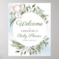 Elephant Greenery Boy Baby Shower Welcome Sign