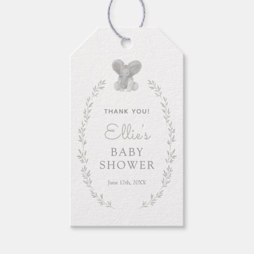 Elephant Greenery Gender Neutral Baby Shower Gift Tags