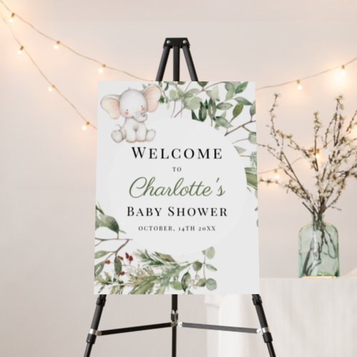 Elephant Greenery Peanut Baby Shower Welcome Sign