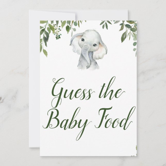 Elephant Guess Baby Food Game Sign Size 5x7" Invitation (Front)
