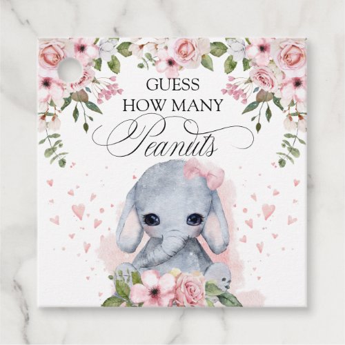 Elephant Guess How Many Peanuts Game Favor Tags