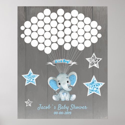 Elephant Guest Book Page Alternative Rustic Blue
