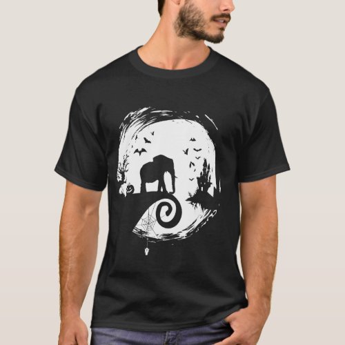 Elephant Halloween Costume Moon Silhouette Creepy T_Shirt