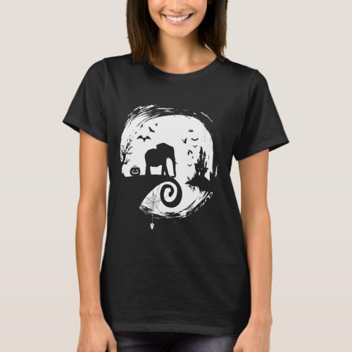 Elephant Halloween Costume Moon Silhouette Creepy T_Shirt