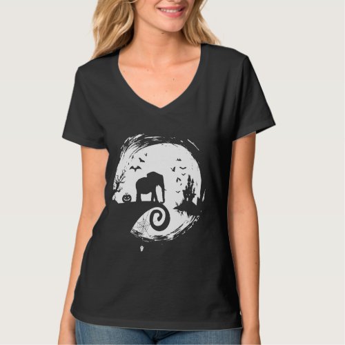 Elephant Halloween Costume Moon Silhouette Creepy T_Shirt