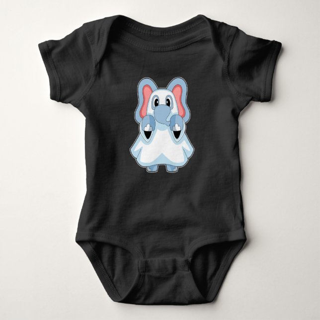 Elephant Halloween Ghost Baby Bodysuit (Front)