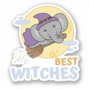 Elephant Halloween Witch Kids Witches Best Witches Sticker