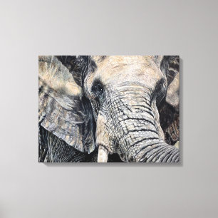 Elephant Hand-drawn Pencil Crayon Art Canvas Print