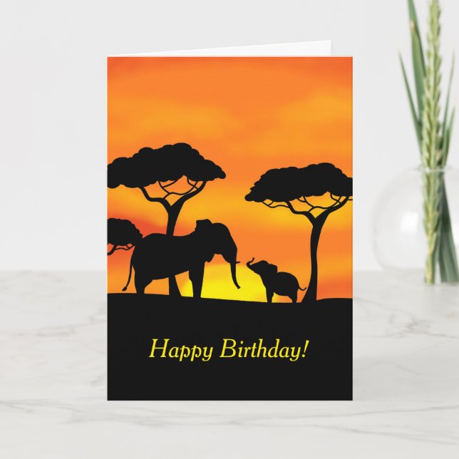 Elephant Happy Birthday Card (Front)