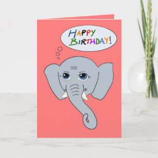Elephant Happy Birthday Card (Pink)
