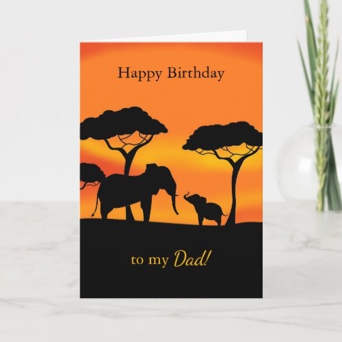 Elephant Happy Birthday Dad Card