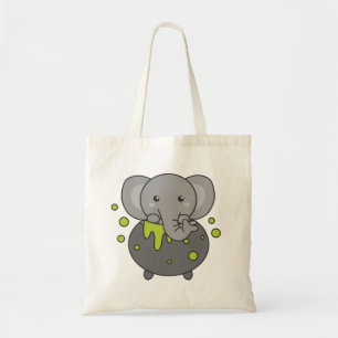 Elephant Happy Halloween Cauldron Bat Tote Bag