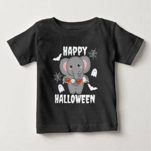 Elephant Happy Halloween Pumpkin Bat Costume Baby T-Shirt
